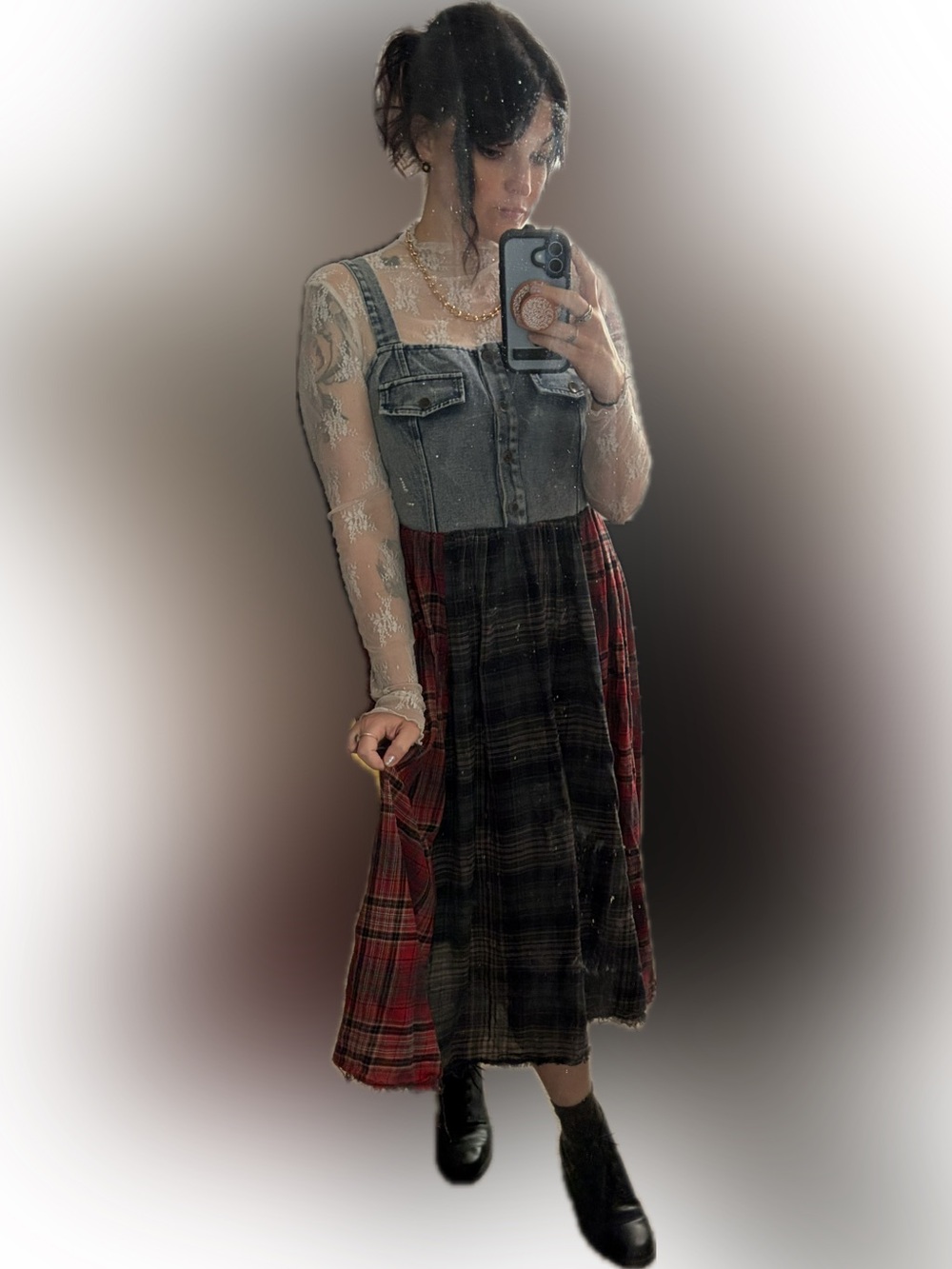 Oddy plaid and denim dress - Picture 4 of 4